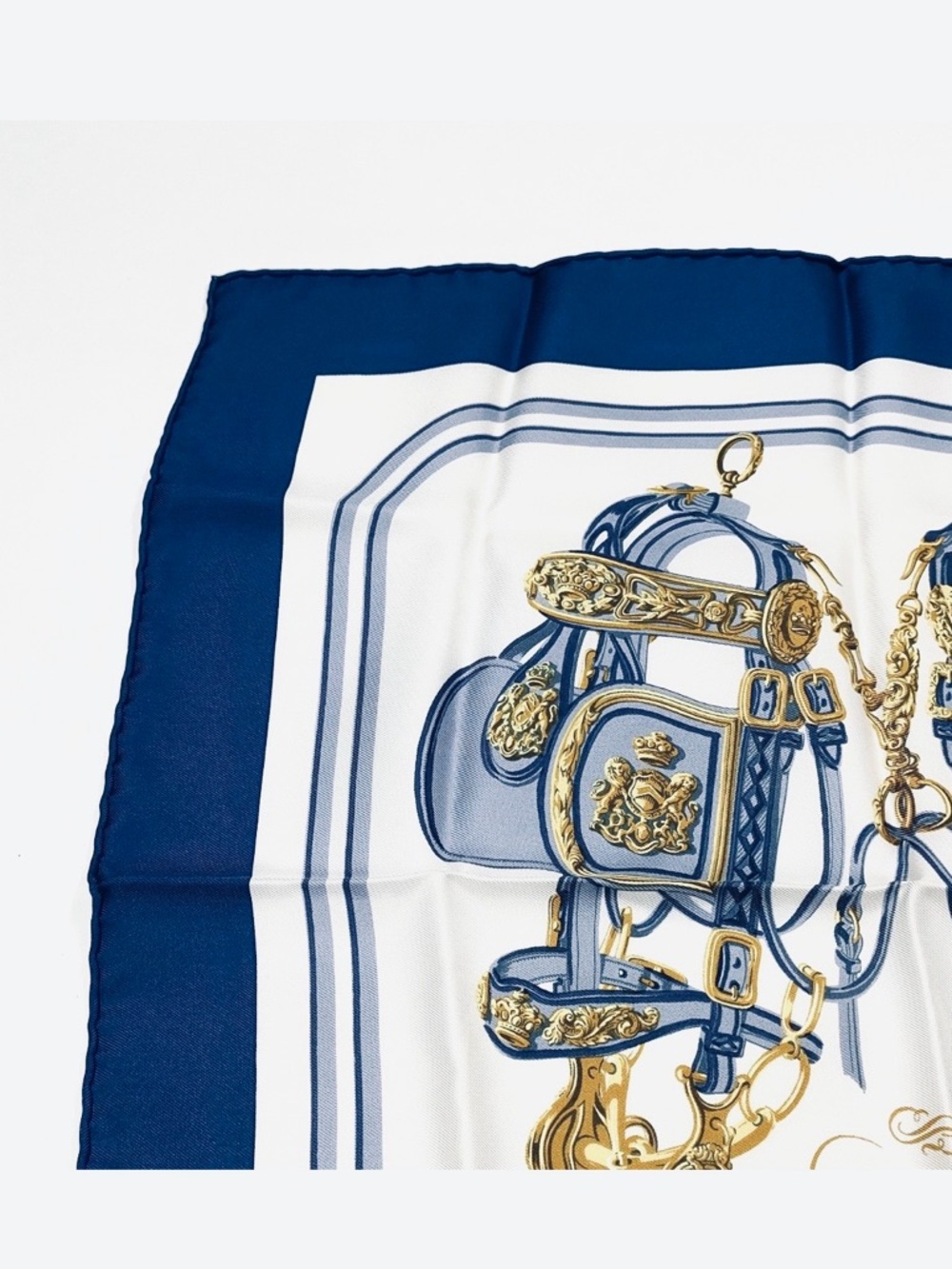 Hermès—“Brides de Gala” Navy Silk Scarf, Vintage - Picture 4 of 9